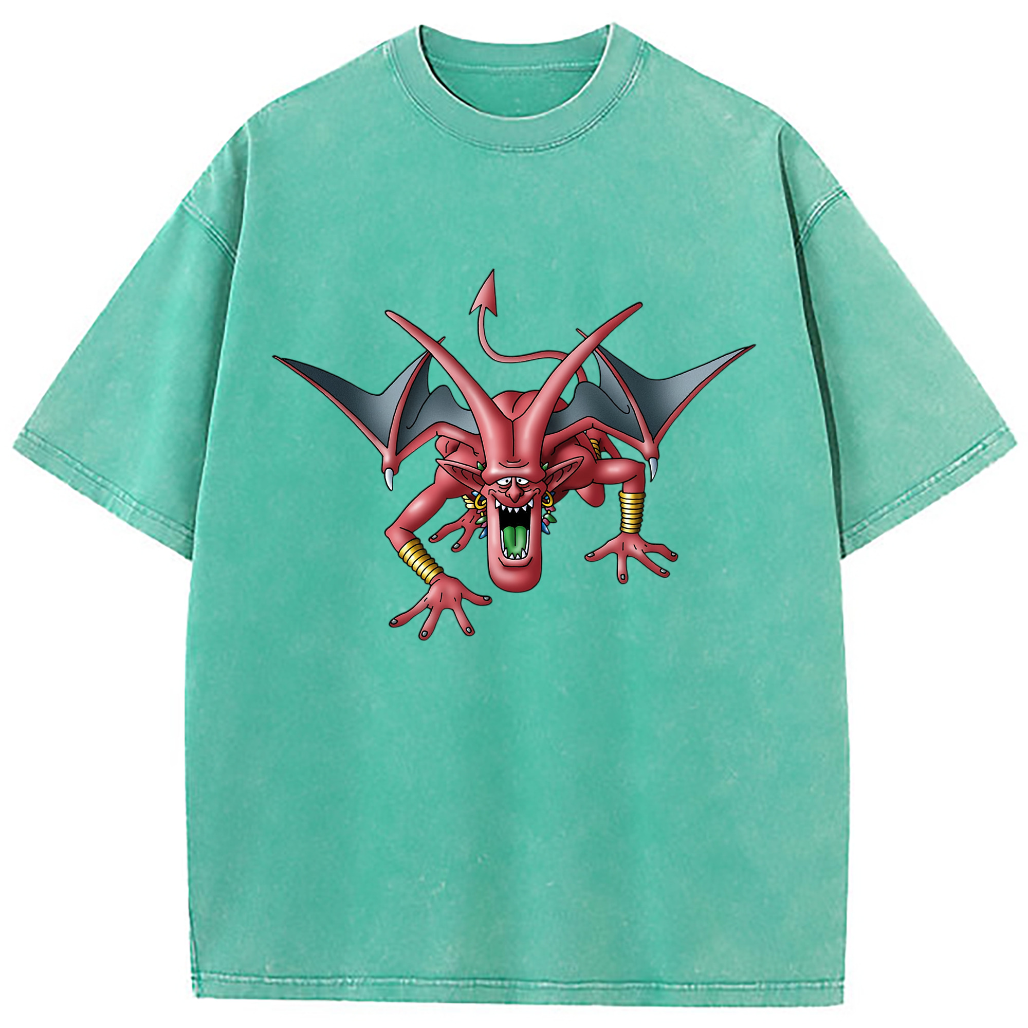 （画像用） ドラゴンクエスト Doragon Kuesuto Dragon Quest 綿100% ヴィンテージ風 半袖Tシャツ（フロントプリント）
